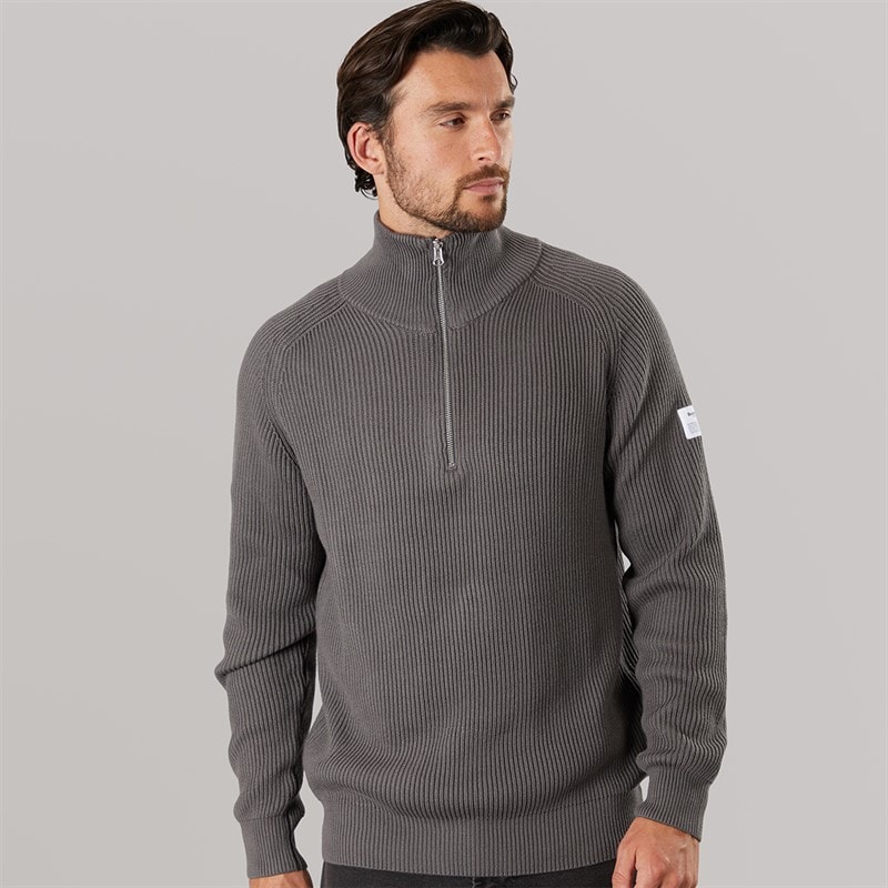 Resteröds Herre strikket halv lynlås pullover Grå - Billede 3