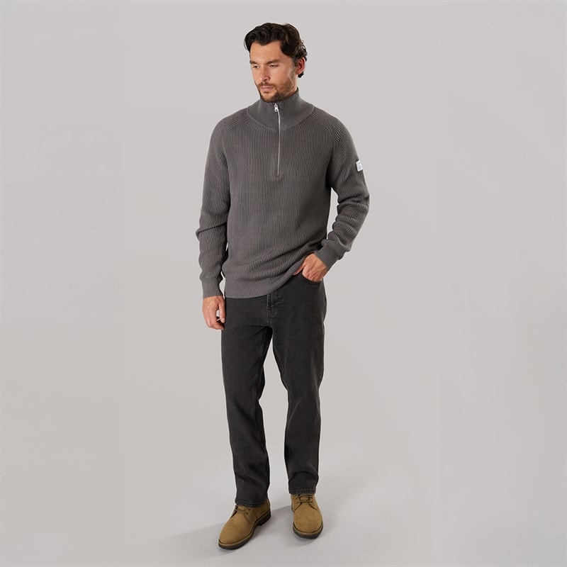 Resteröds Herre strikket halv lynlås pullover Grå - Billede 4