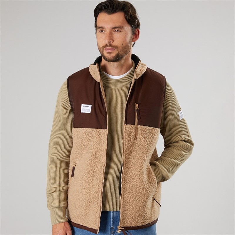 Resteröds Herre Panel Lynlås Fleece Vest Sand - Billede 1