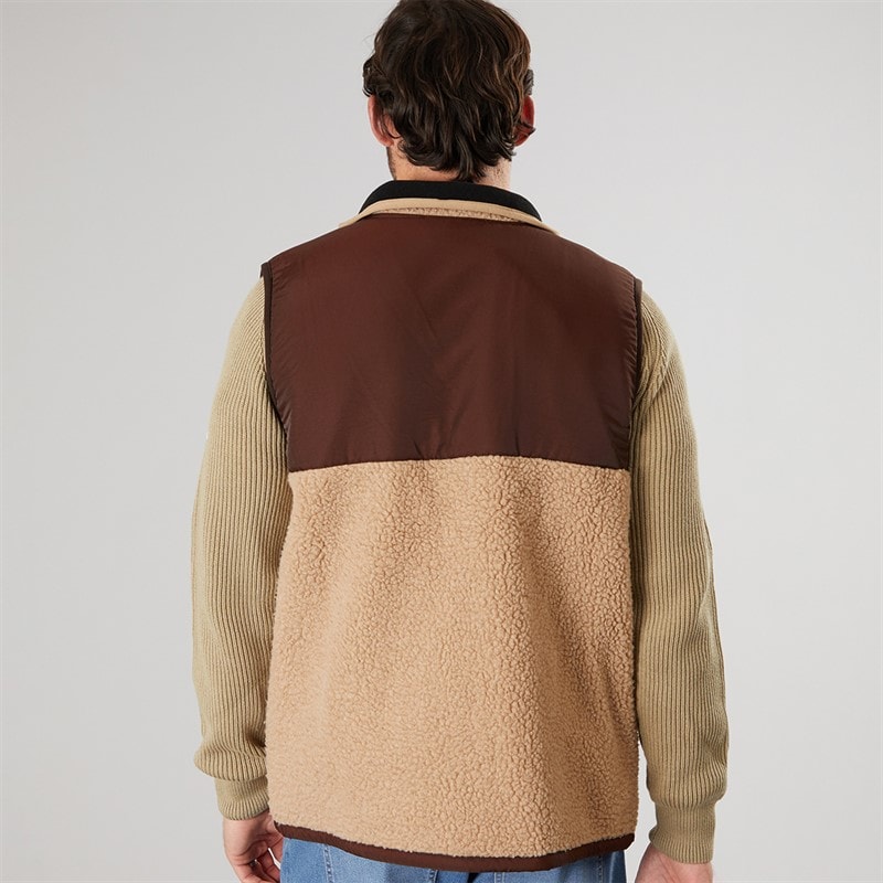 Resteröds Herre Panel Lynlås Fleece Vest Sand - Billede 2