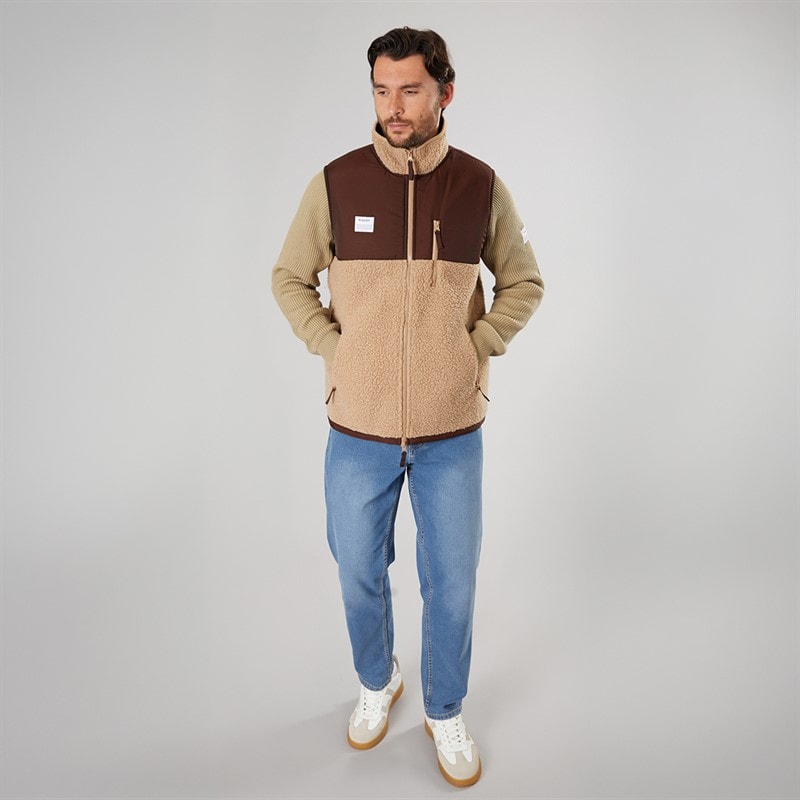 Resteröds Herre Panel Lynlås Fleece Vest Sand - Billede 3