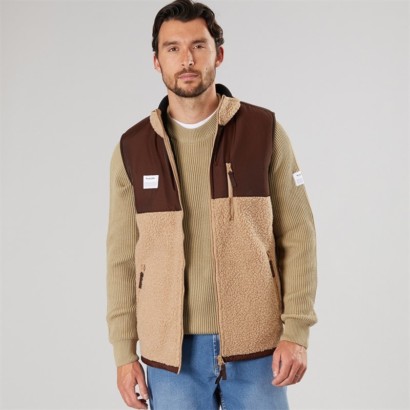 Resteröds Herre Panel Lynlås Fleece Vest Sand - Billede 4