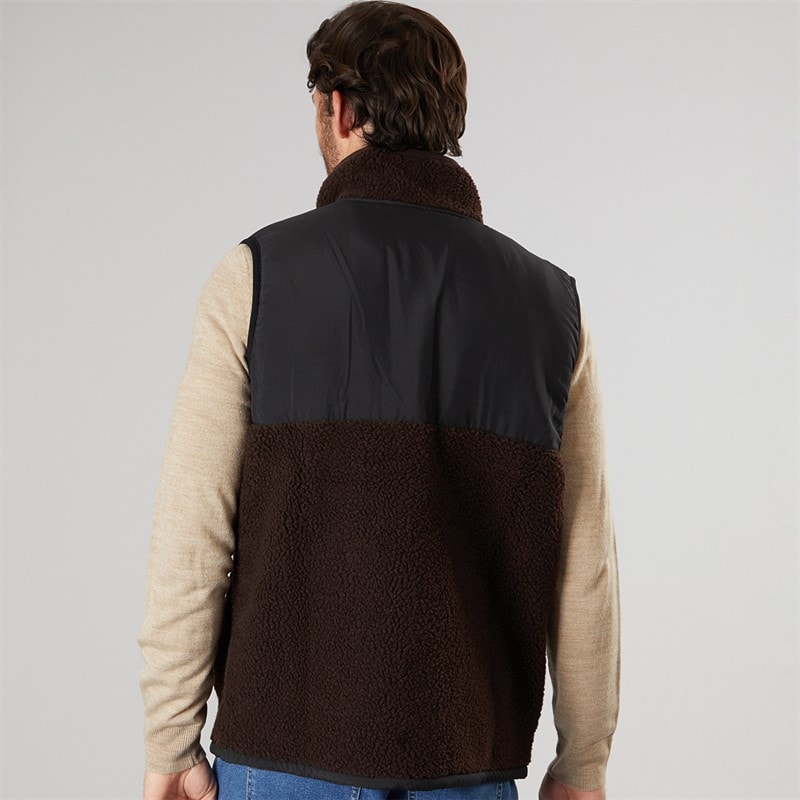 Resteröds Herre Panel Lynlås Fleece Vest Brun - Billede 2