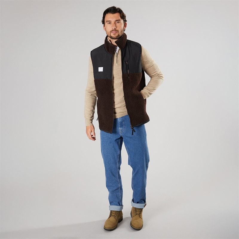 Resteröds Herre Panel Lynlås Fleece Vest Brun - Billede 4
