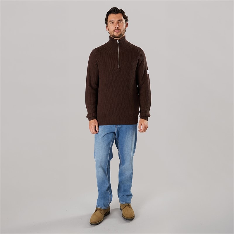 Resteröds Herre strikket halv lynlås pullover Brun - Billede 3