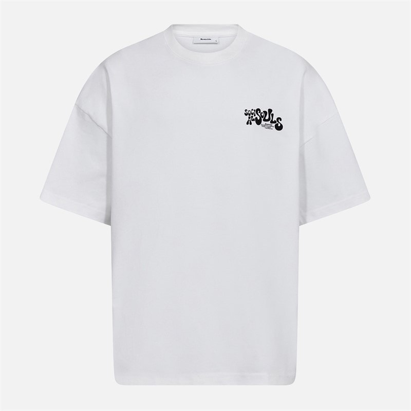Resteröds Herre Tas Brystprint T Shirt Hvid