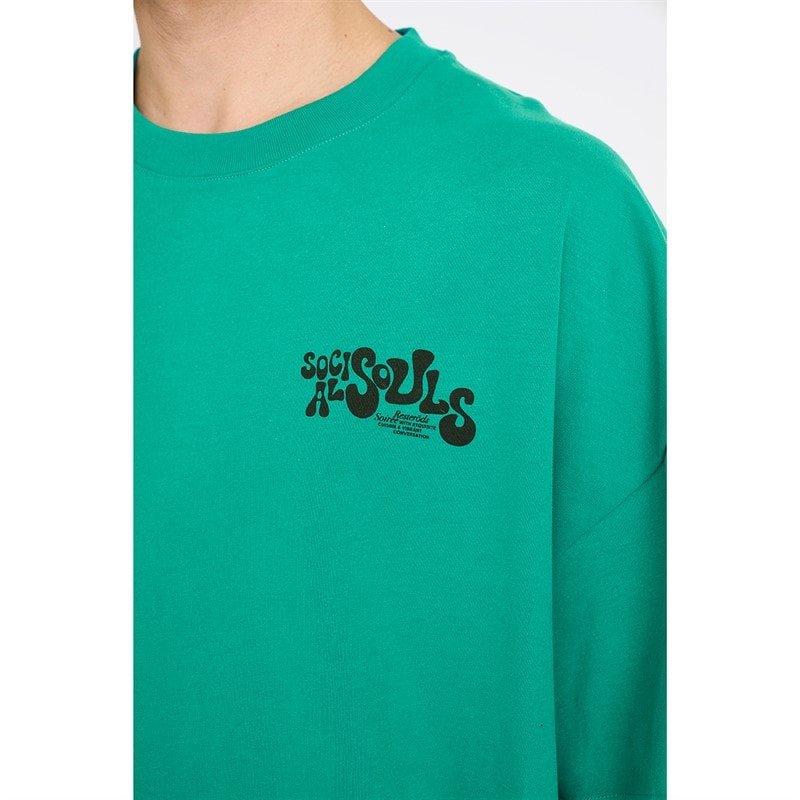 Resteröds Herre Tas Brystprint T Shirt Grøn - Billede 3