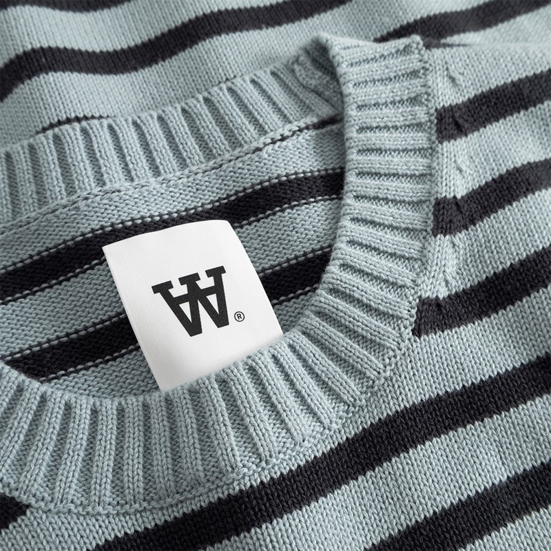 Wood Wood Herre Tay Rund Hals Sweater Slate Stripe - Billede 2