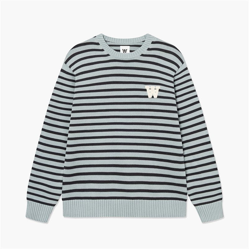 Wood Wood Herre Tay Rund Hals Sweater Slate Stripe - Billede 3