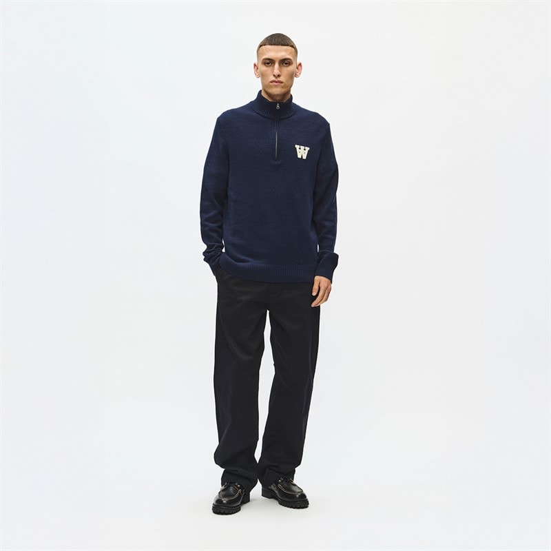 Wood Wood Herre Tay Halv Lynlås Strikket Sweater Salut - Billede 2