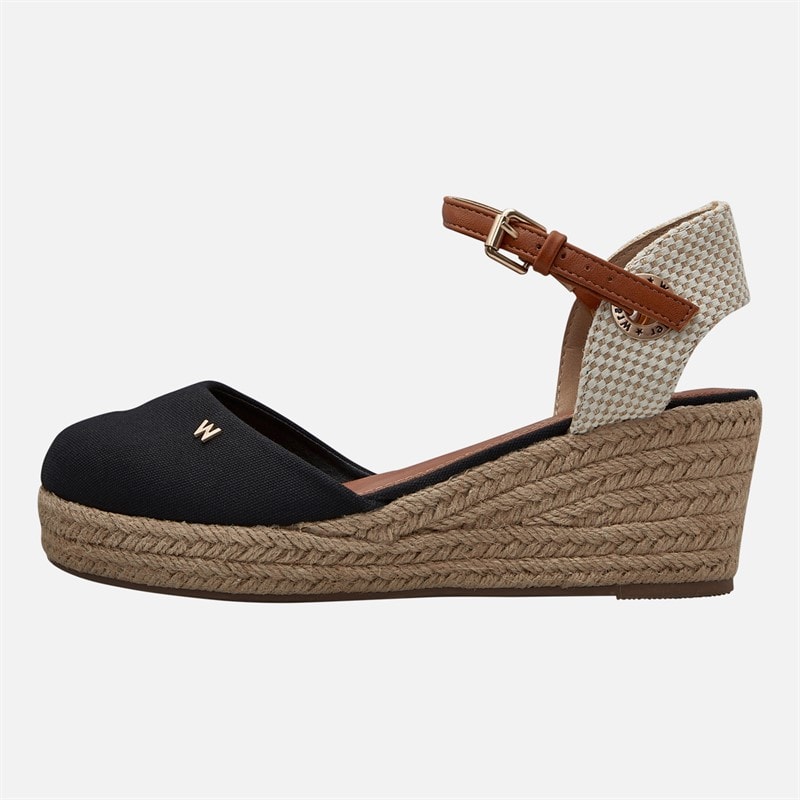 Wrangler Dame Bela Ankelrem Kilehæl Sandaler Sort - Billede 2