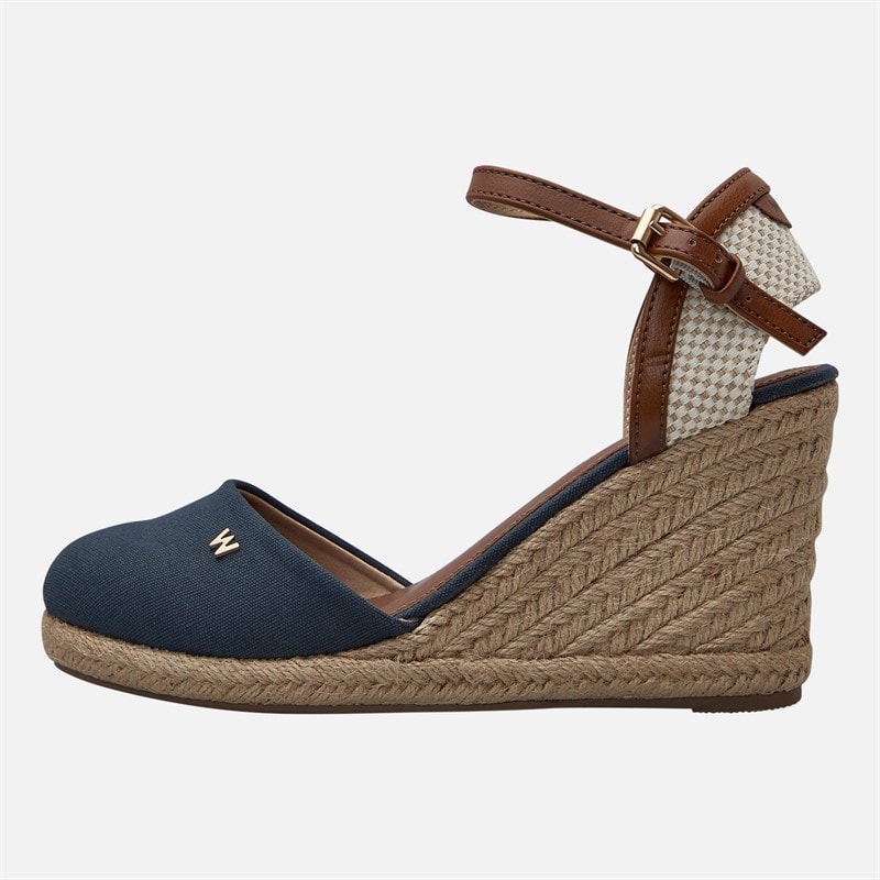 Wrangler Dame Brava Ankelrem Kilehæl Sandaler Dark Denim - Billede 2