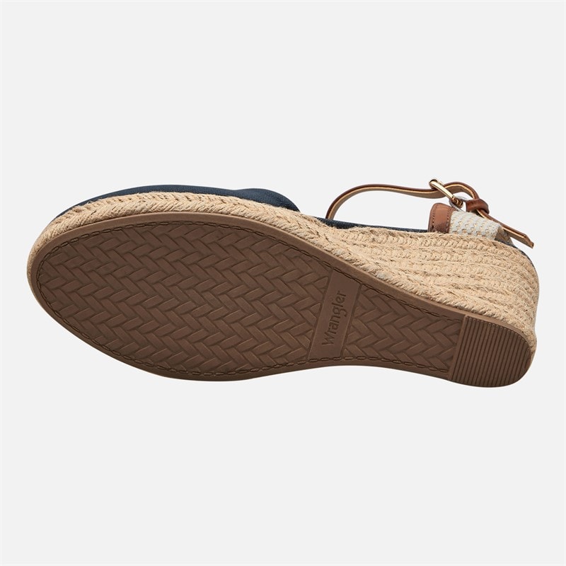 Wrangler Dame Brava Ankelrem Kilehæl Sandaler Dark Denim - Billede 3