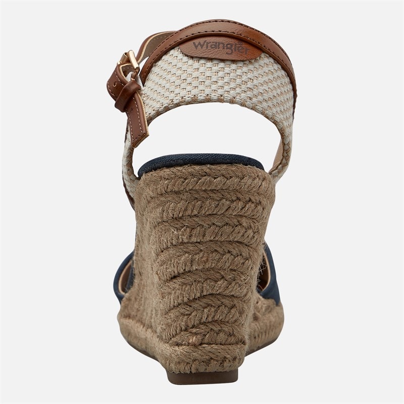 Wrangler Dame Brava Ankelrem Kilehæl Sandaler Dark Denim - Billede 4