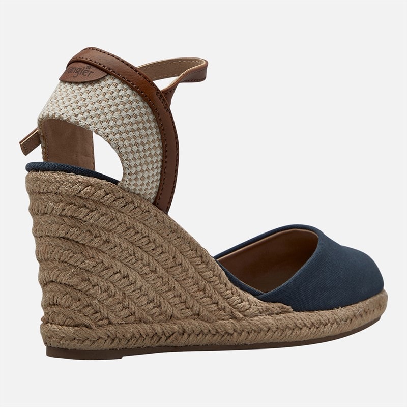 Wrangler Dame Brava Ankelrem Kilehæl Sandaler Dark Denim - Billede 5