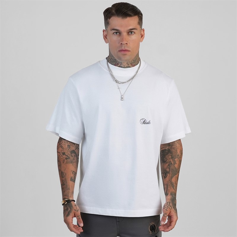 SikSilk Herre Oversized T-shirt Hvid - Billede 1