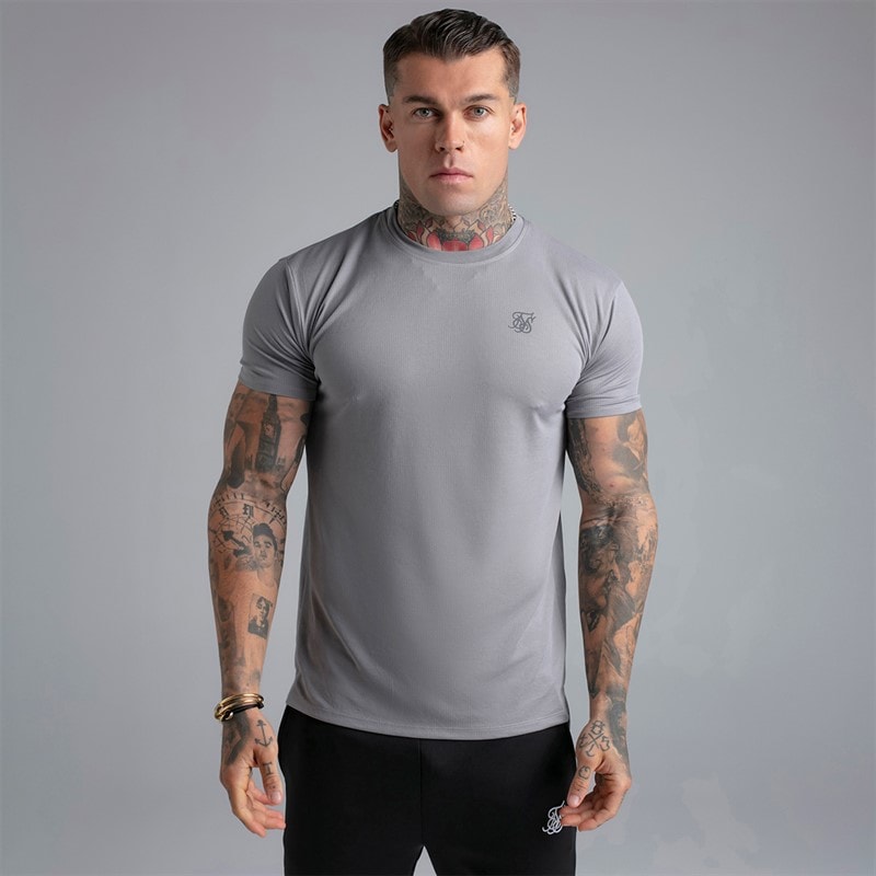SikSilk Herre To Pak Muscle Fit T-shirts Sort/Grå - Billede 3