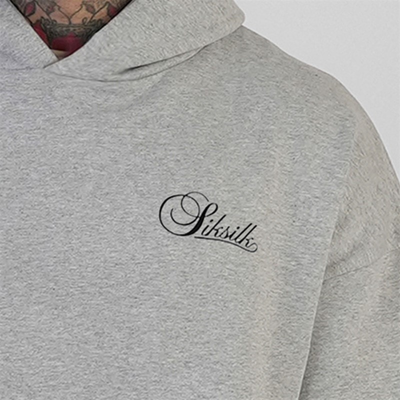 SikSilk Herre Essentials Hættetrøje Grey Marl - Billede 2