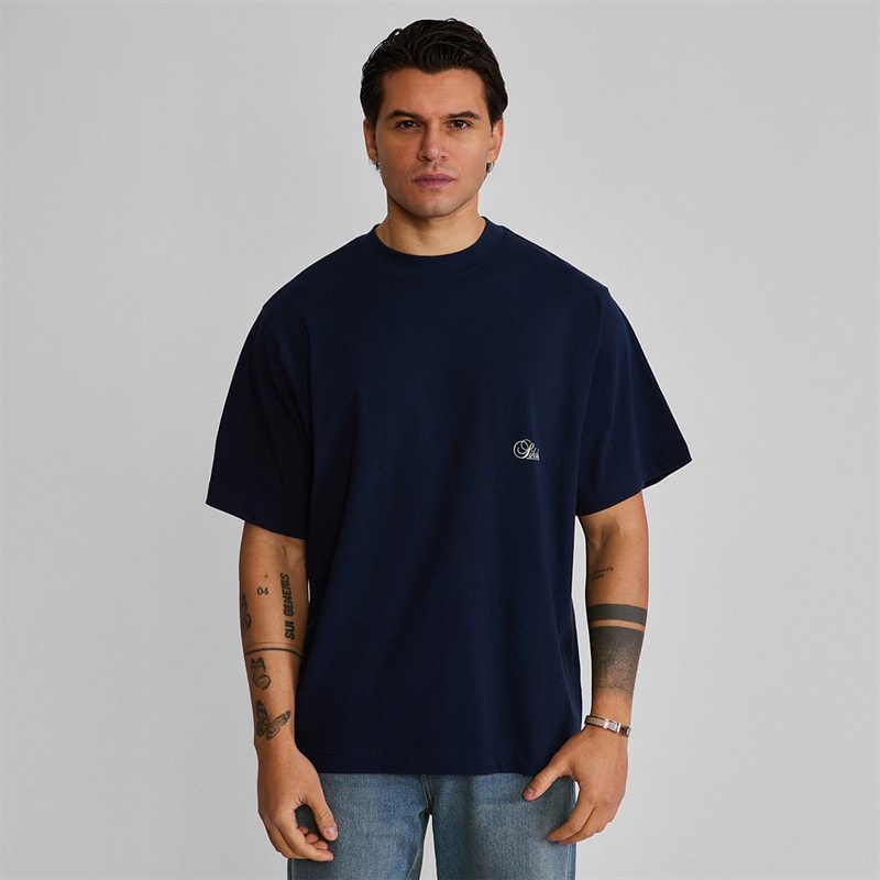 SikSilk Herre Oversized T-shirt Navy