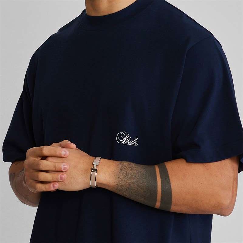 SikSilk Herre Oversized T-shirt Navy - Billede 2