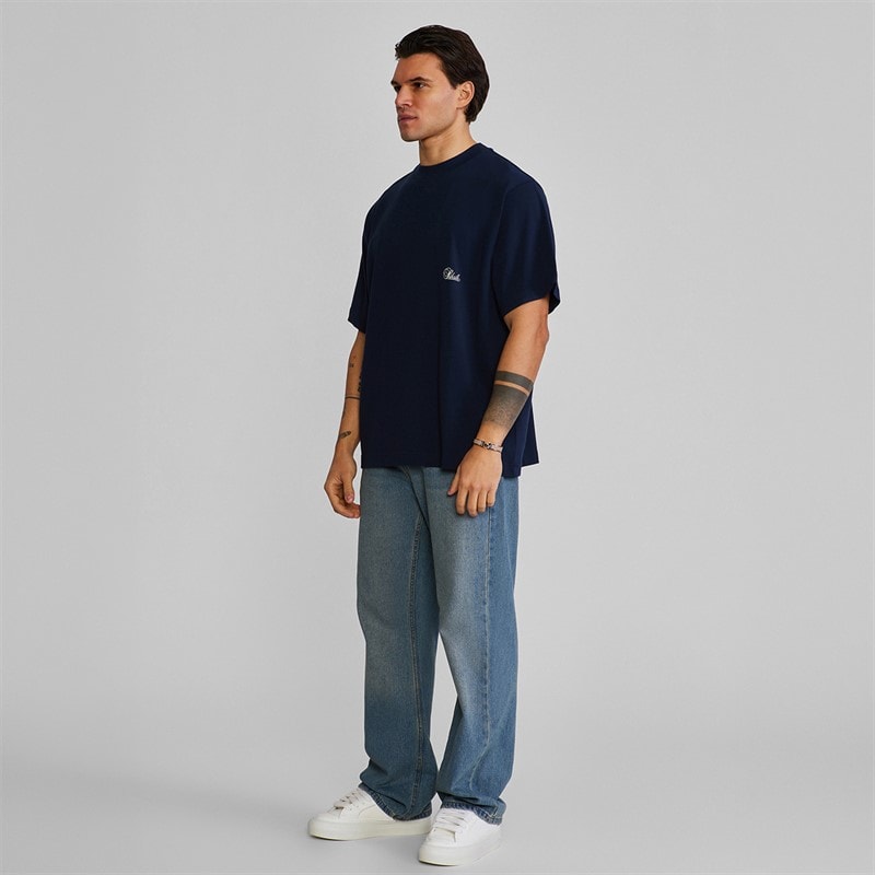SikSilk Herre Oversized T-shirt Navy - Billede 4