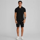 SikSilk Herre Polo Shirt Og Shorts Sæt Sort