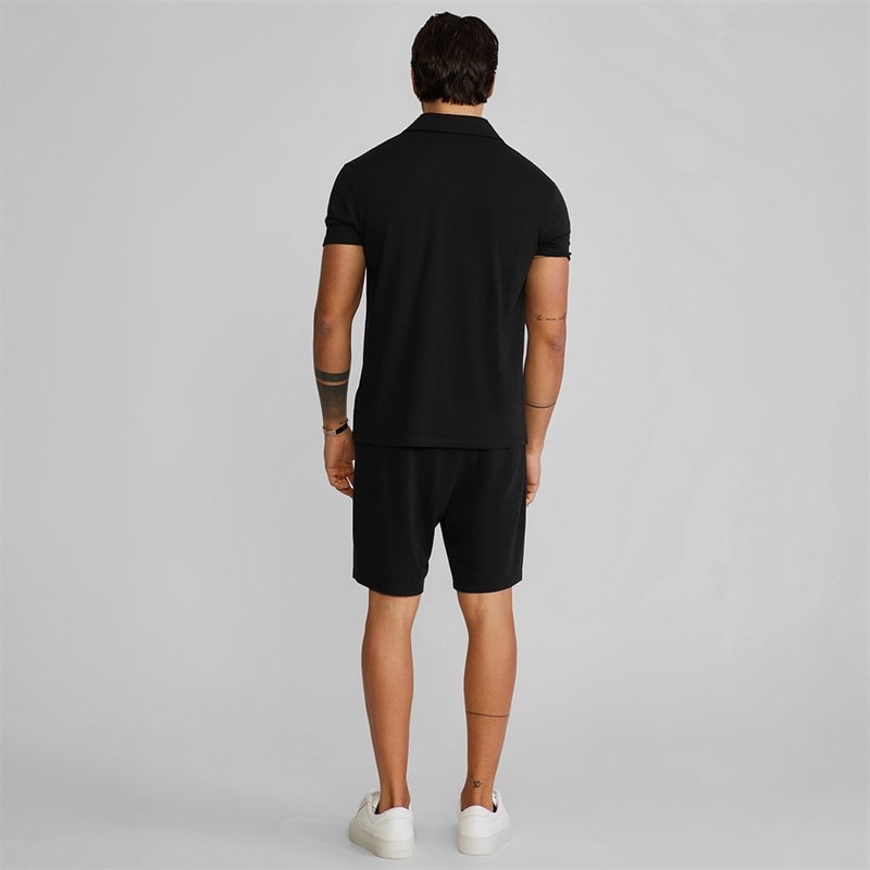 SikSilk Herre Polo Shirt Og Shorts Sæt Sort - Billede 2