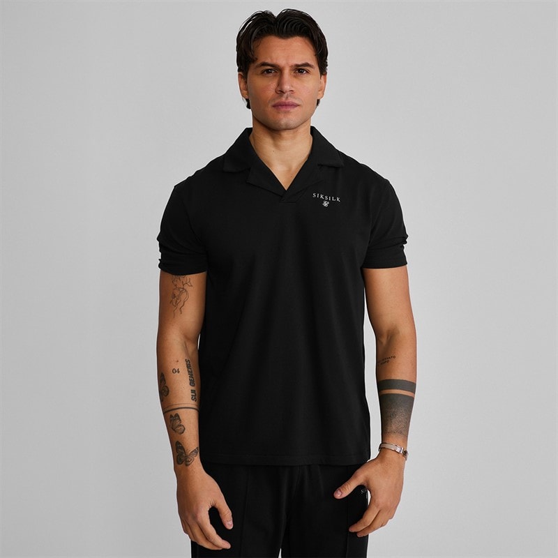 SikSilk Herre Polo Shirt Og Shorts Sæt Sort - Billede 3