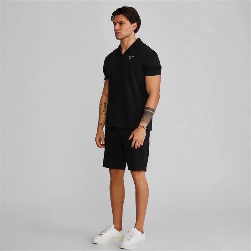 SikSilk Herre Polo Shirt Og Shorts Sæt Sort - Billede 4