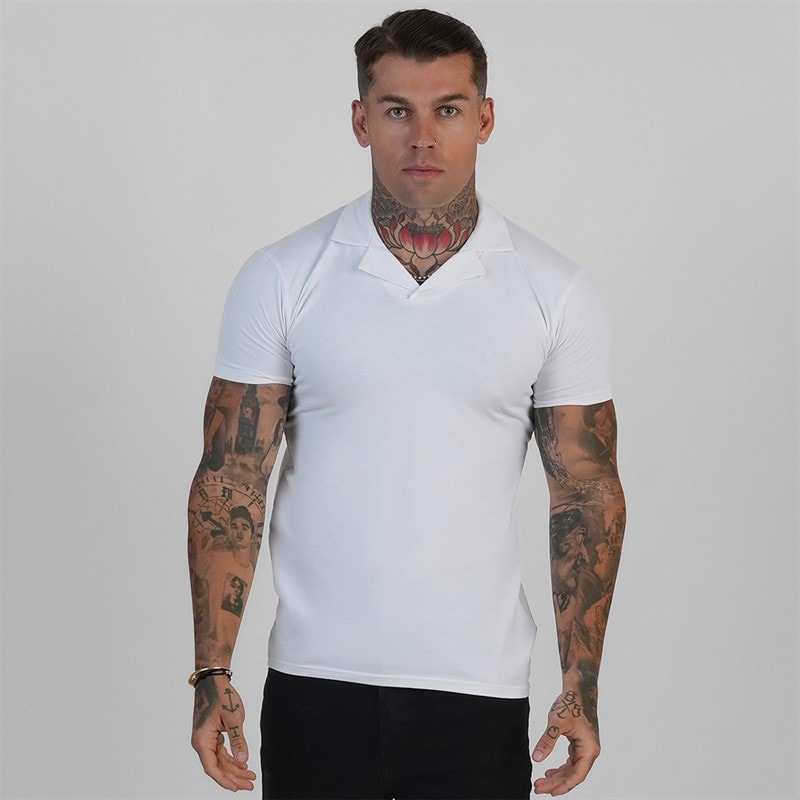 SikSilk Herre Revere Poloshirt Hvid