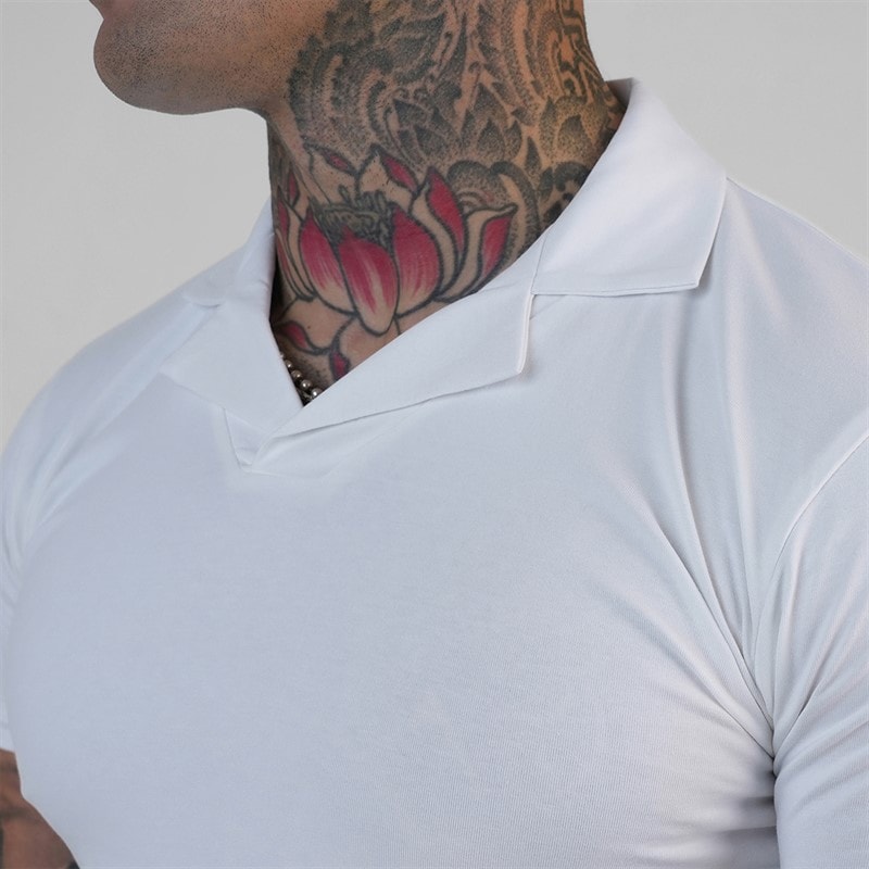 SikSilk Herre Revere Poloshirt Hvid - Billede 2