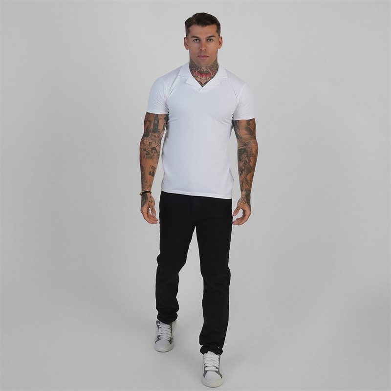 SikSilk Herre Revere Poloshirt Hvid - Billede 3