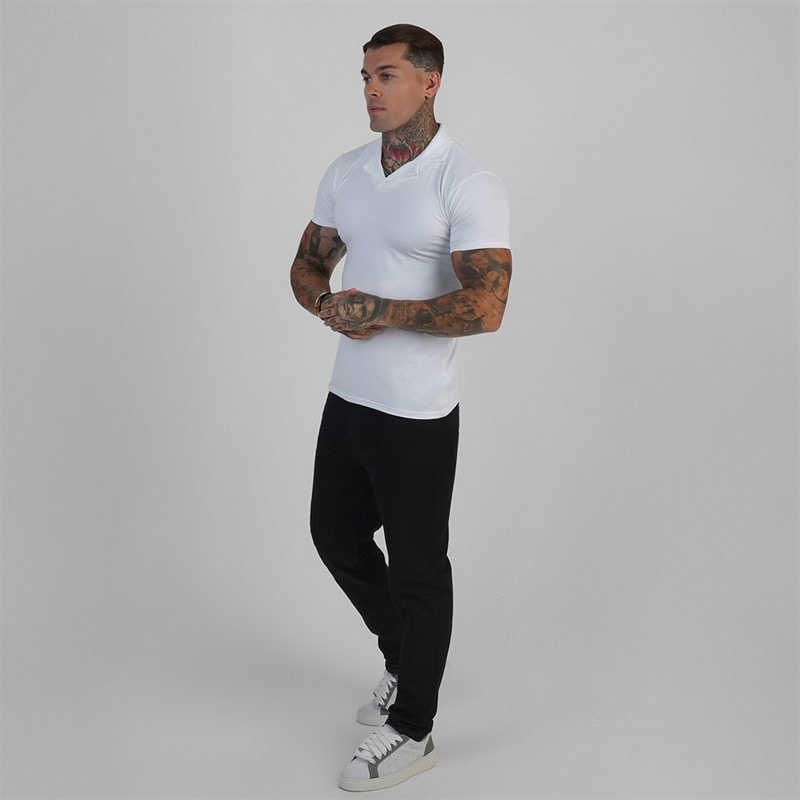 SikSilk Herre Revere Poloshirt Hvid - Billede 4