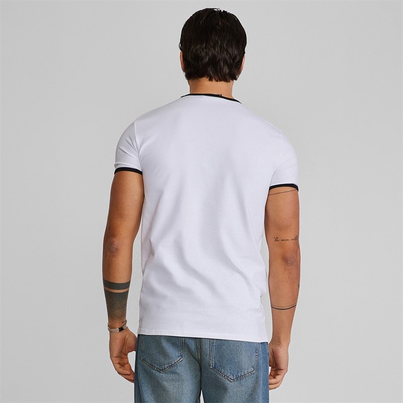 SikSilk Herre Ringer T-Shirt Hvid/Sort - Billede 3