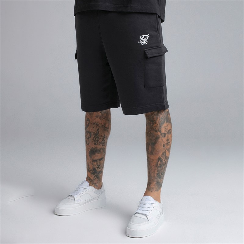 SikSilk Herre Essential Cargo Shorts Sort