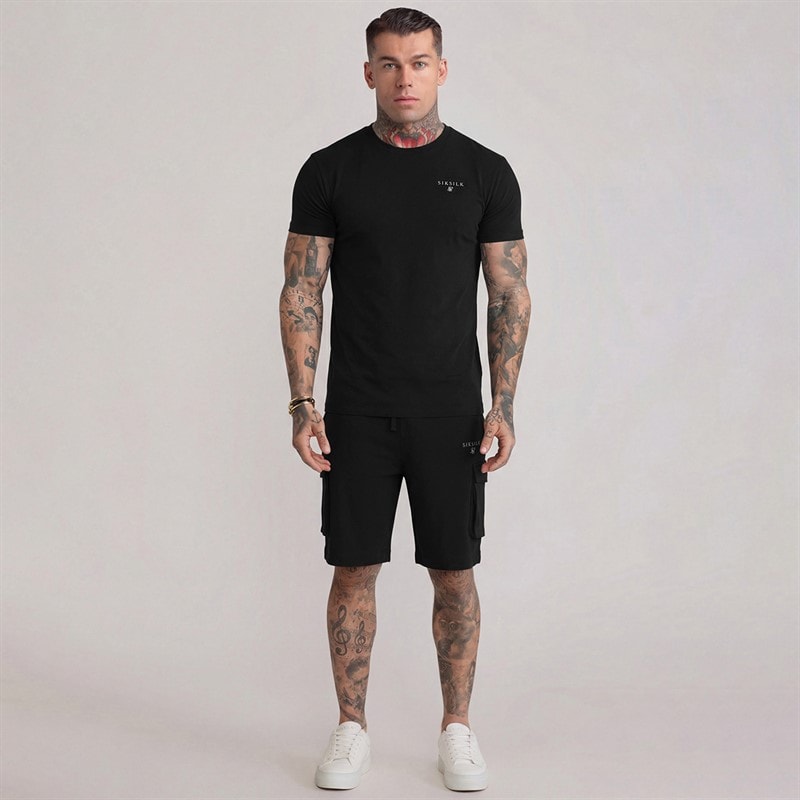 SikSilk Herre T-shirt Og Shorts Sæt Sort - Billede 5