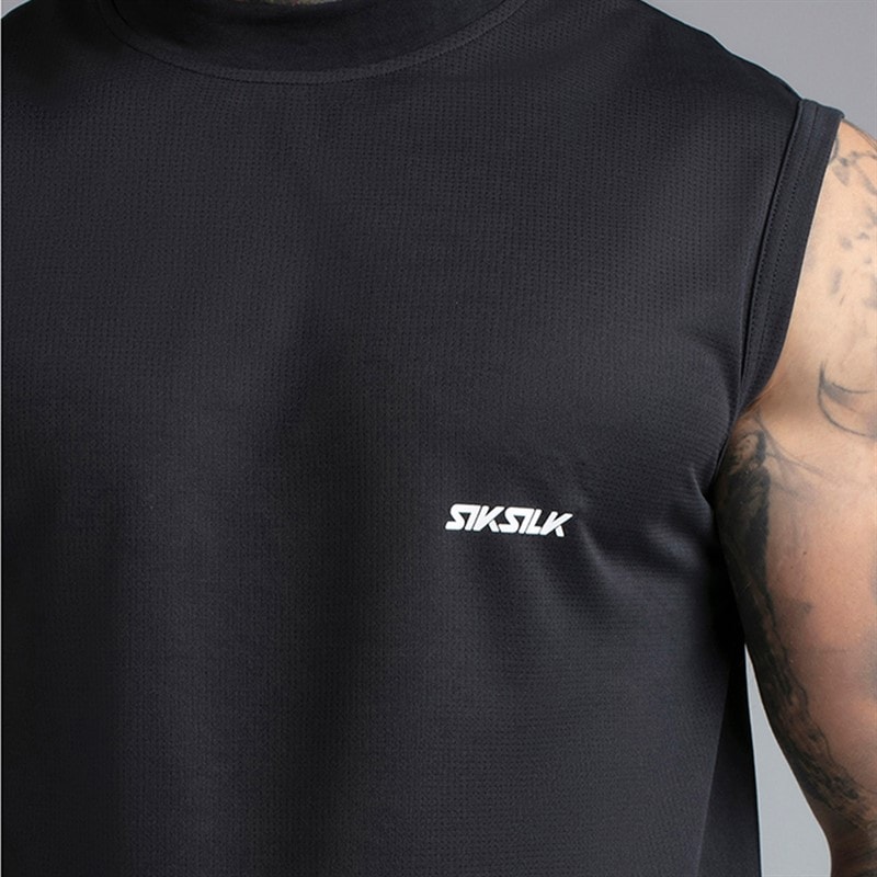 SikSilk Herre Ærmeløs T-shirt Sort - Billede 3