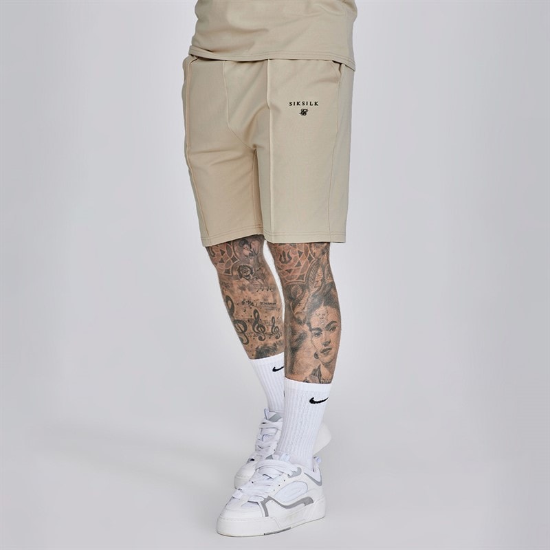 SikSilk Herre Poloskjorte Og Shorts Sæt Beige - Billede 4