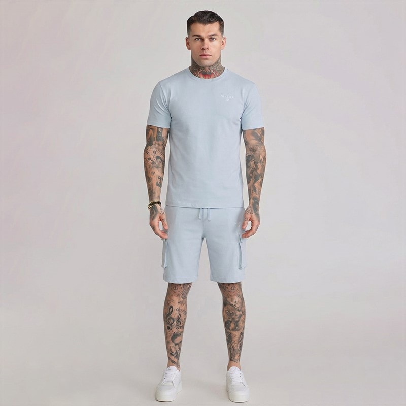 SikSilk Herre T-shirt Og Shorts Sæt Blå