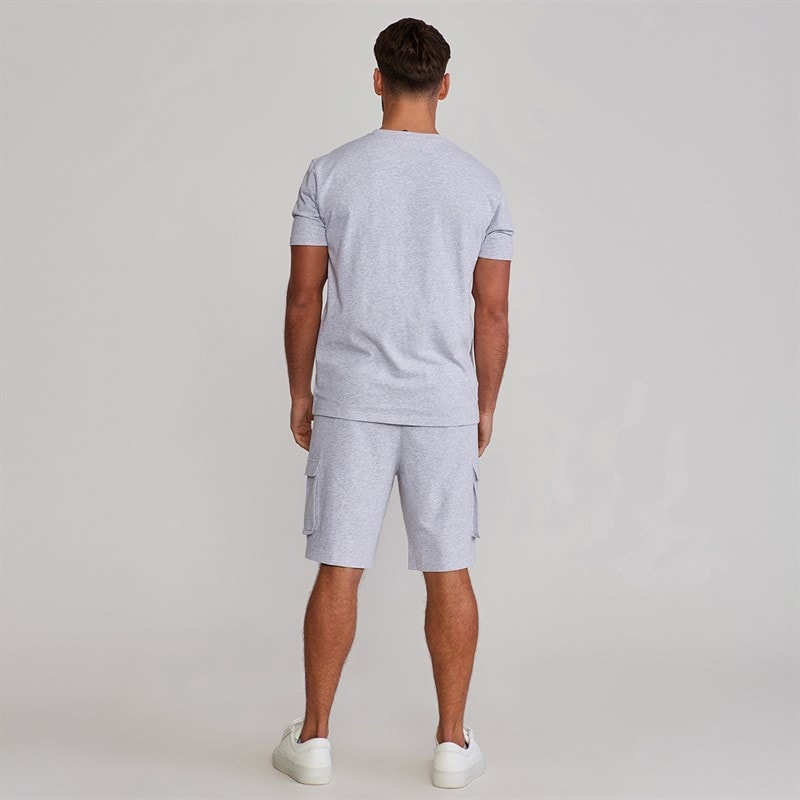 SikSilk Herre T-shirt Og Shorts Sæt Grey Marl - Billede 2