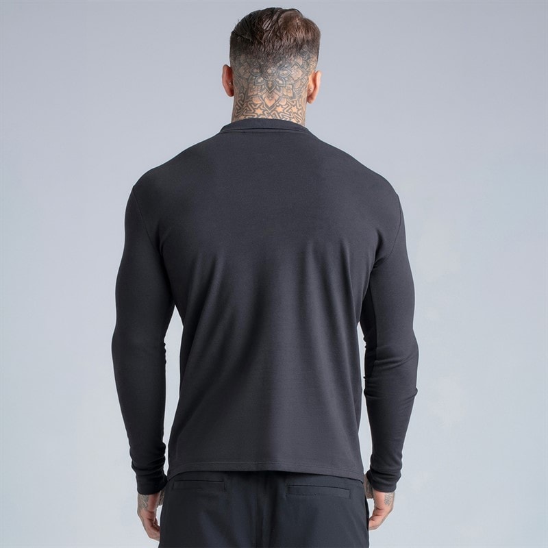 SikSilk Herre langærmet lynlås polo skjorte Sort - Billede 2