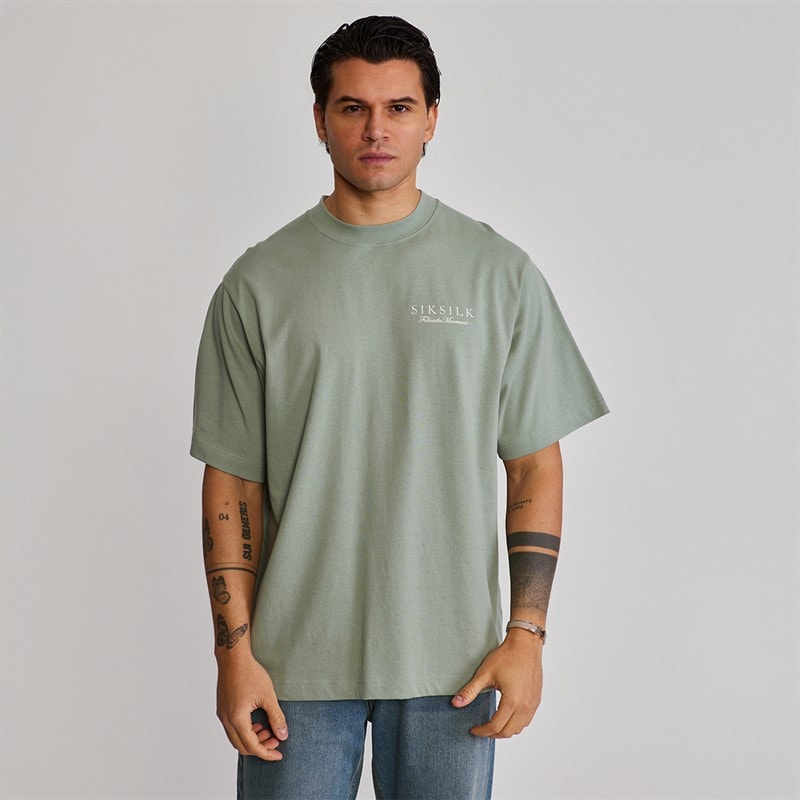 SikSilk Herre grafisk t-shirt Grøn - Billede 2