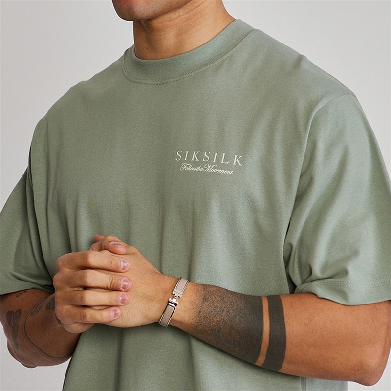 SikSilk Herre grafisk t-shirt Grøn - Billede 3
