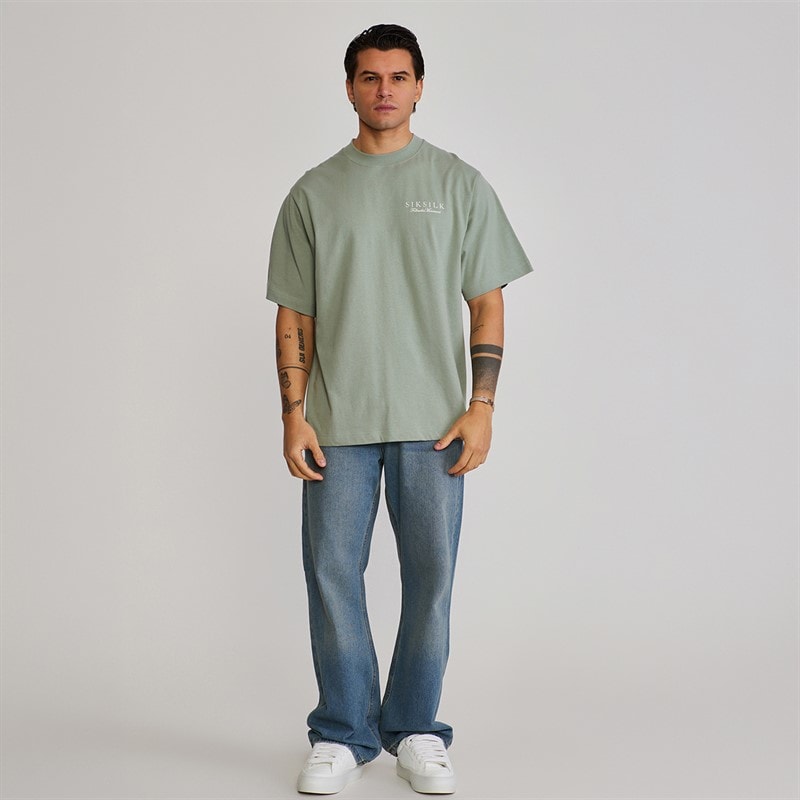 SikSilk Herre grafisk t-shirt Grøn - Billede 4