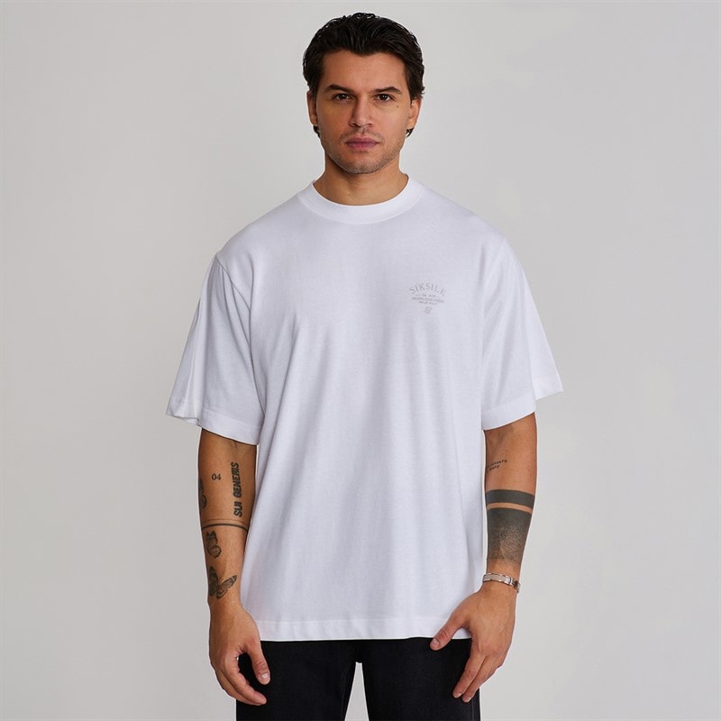 SikSilk Herre grafisk t-shirt Hvid - Billede 2