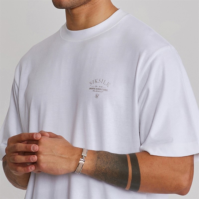 SikSilk Herre grafisk t-shirt Hvid - Billede 3