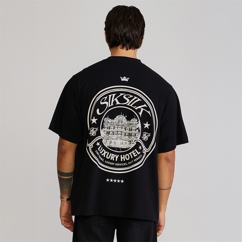 SikSilk Herre grafisk t-shirt Sort