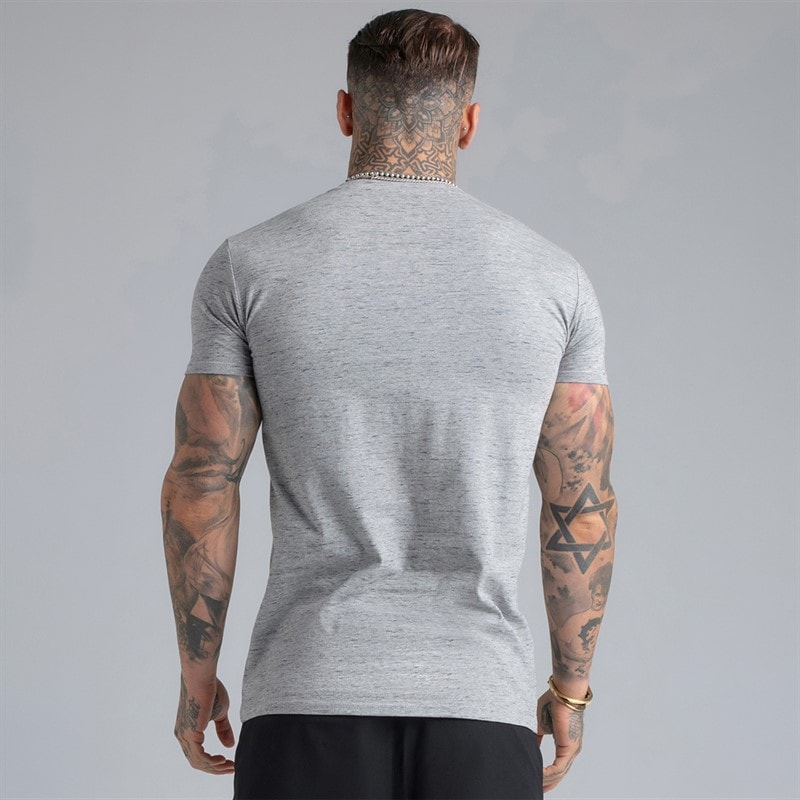 SikSilk Herre T-shirt Grey Marl - Billede 2