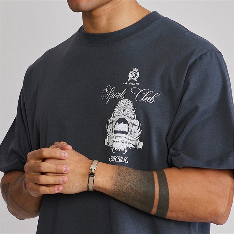 SikSilk Herre grafisk t-shirt Grå - Billede 3