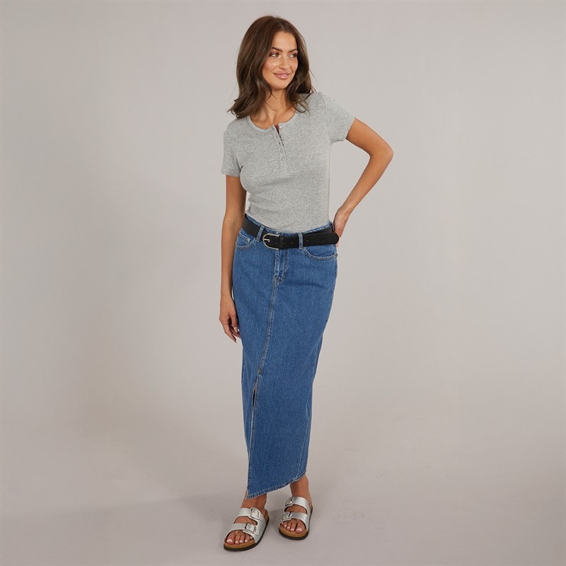 JJXX Dame Aura Lang Denim Nederdel Medium Blå Denim - Billede 4